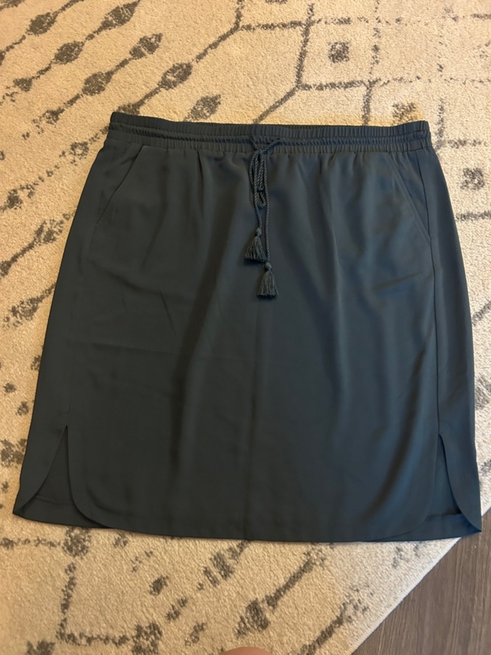 LOFT Dark teal Drawstring Tassel Skirt